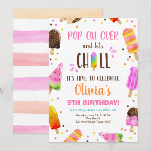 Convites Festa de Piscina de Aniversário de Sorvete de Pic