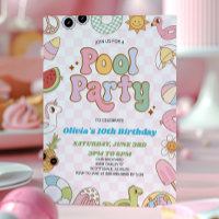 Festa de Piscina de Aniversário do Verão de Groovy