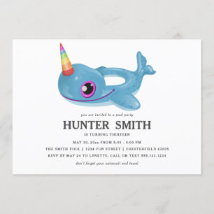 Convites Festa de Piscina de Aniversário Flutuante de Pisci