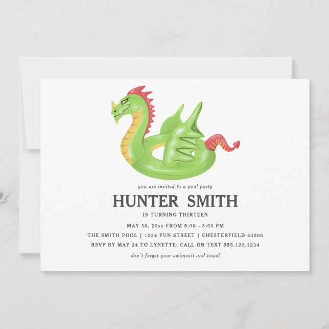 Convites Festa de Piscina de Aniversário Flutuante de Pisci (Frente)