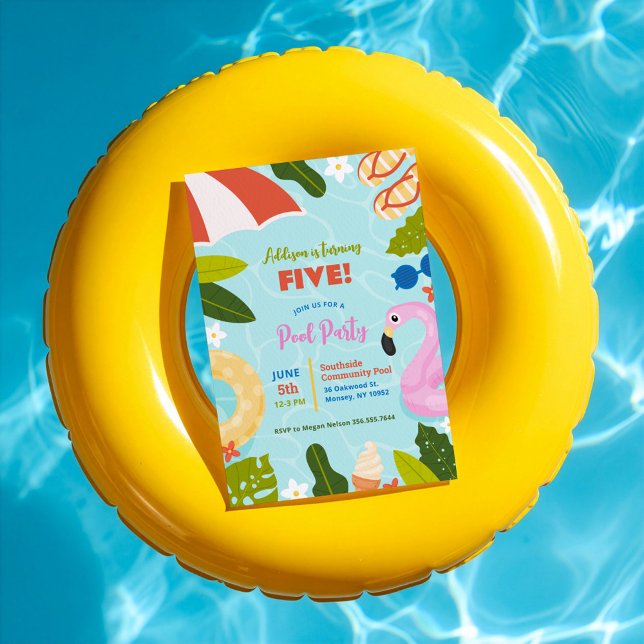 Convites Festa de Piscina de Aniversário para Crianças (Criador carregado)