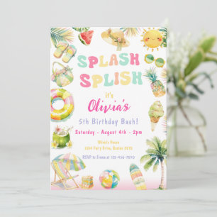 Convites Festa de Piscina de apresentação de neve, verão de