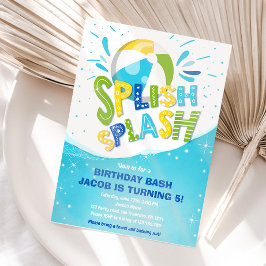 Convites Festa de Piscina de Bash Boy Birthday Splash Splas