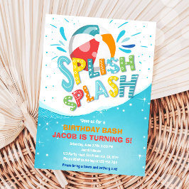 Convites Festa de Piscina de Bash Boy Birthday Splash Splas