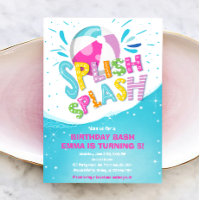 Festa de Piscina de Bash Girl Splash Splash Birthd