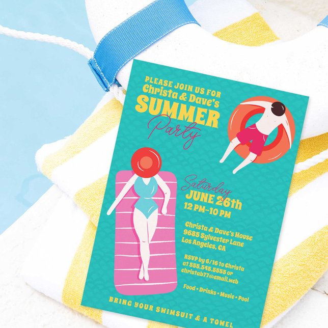 Convites Festa de Piscina de Cartoons (Criador carregado)