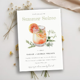 Convites Festa de Piscina de Cocktail Ivory Orange Summer S