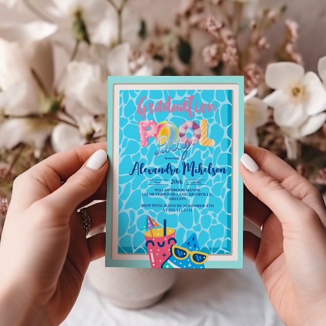 Convites Festa de Piscina de Graduação (Criador carregado)