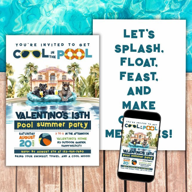 Convites Festa de Piscina de Jaguars (Criador carregado)