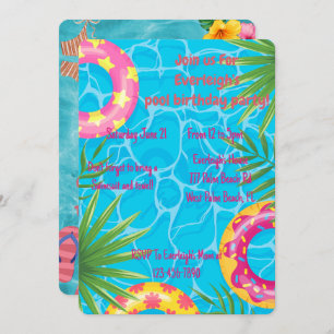 Convites Festa de Piscina de Meninas Aniversário de Verão