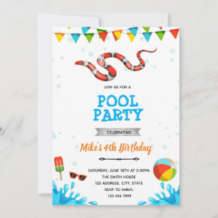 Convites festa de piscina de praia cobra