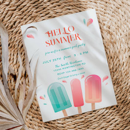 Convites Festa de Piscina de Verão Churrasco no Quintal