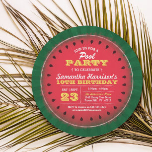 Convites Festa de Piscina de Verão de Melancia Divertida Qu
