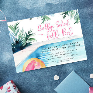 Convites Festa de piscina de verão do final do ano escolar