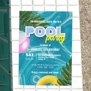 Convites Festa de Piscina de Verão Tropical Aniversário de 