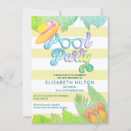 Convites Festa de piscina divertida legal no verão