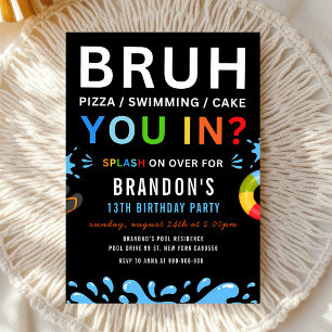 Convites Festa de Piscina do Bruh de 16 Anos