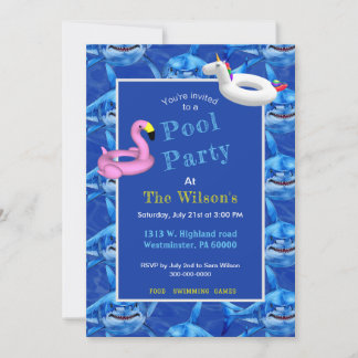Convites Festa de Piscina do Tubarão Faminto 