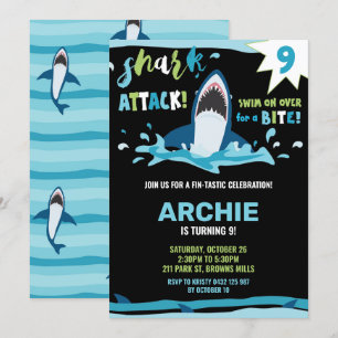 Convites Festa de Piscina dos Shark Boys de Festa de aniver