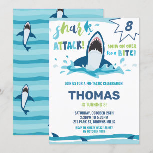 Convites Festa de Piscina dos Shark Boys de Festa de aniver
