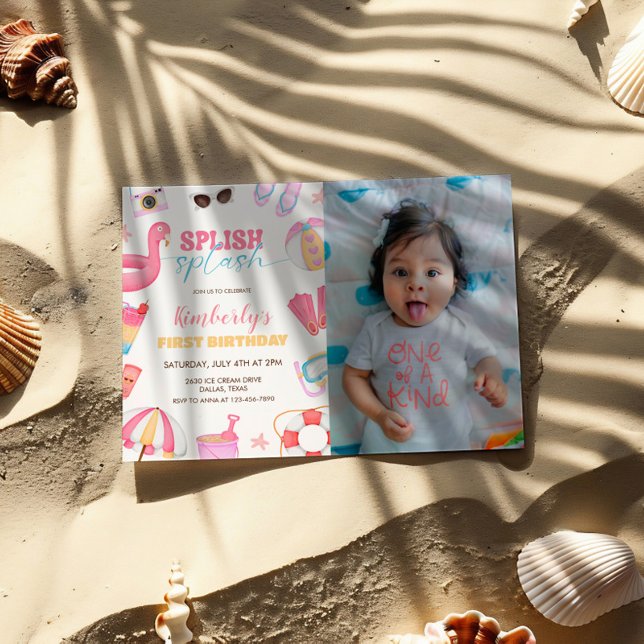 Convites Festa de Piscina para Garotas Convidar, Dividir Fo (Criador carregado)