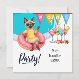 Convites Festa de Piscina para Gatos para Amantes de Gatos