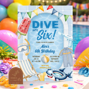 Convites Festa de piscina para meninos: Mergulhe em qualque