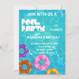 Convites Festa de piscina Qualquer Aniversário de Idade