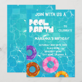 Convites Festa de piscina Qualquer Aniversário de Idade