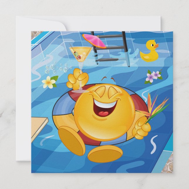 Convites Festa de piscina - SORRISO! (Frente)