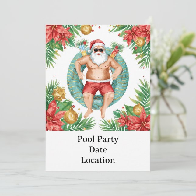Convites Festa de piscina temática de Natal no Arizona (Em pé/Frente)