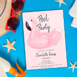 Convites Festa de piscina tropical rosa flamingo Sweet 16<br><div class="desc">Festa de piscina moderna com uma ilustração de floater rosado flamingo Doce 16 num fundo de água rosa pastel editável,  a cor pode ser alterada. Um convite de festas de verão legal e divertido</div>