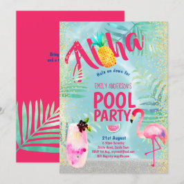 Convites FESTA DE PISCINAS Tropicais Flamingo Pineapple Alo