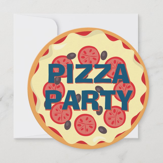 Convites Festa de Pizza Aniversário de Crianças de Qualquer (Frente)