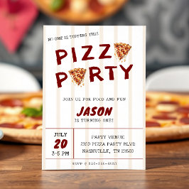 Convites Festa de Pizza Aniversário Infantil Listrado