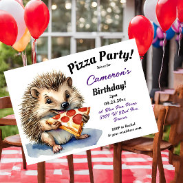 Convites Festa de Pizza Cute Hedgehog Aniversário