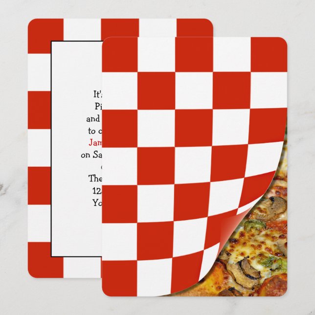 Convites Festa de Pizza de Aniversário (Frente/Verso)