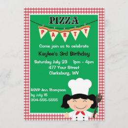 Convites Festa de Pizza de Menina