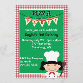 Convites Festa de Pizza de Menina