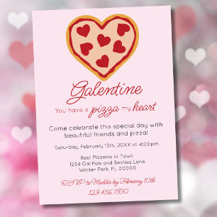 Convites Festa de Pizza do Dia dos Namorados Galentines Fof