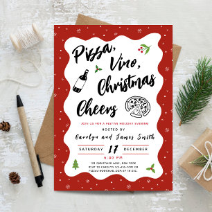 Convites Festa de pizza e vinho de Natal