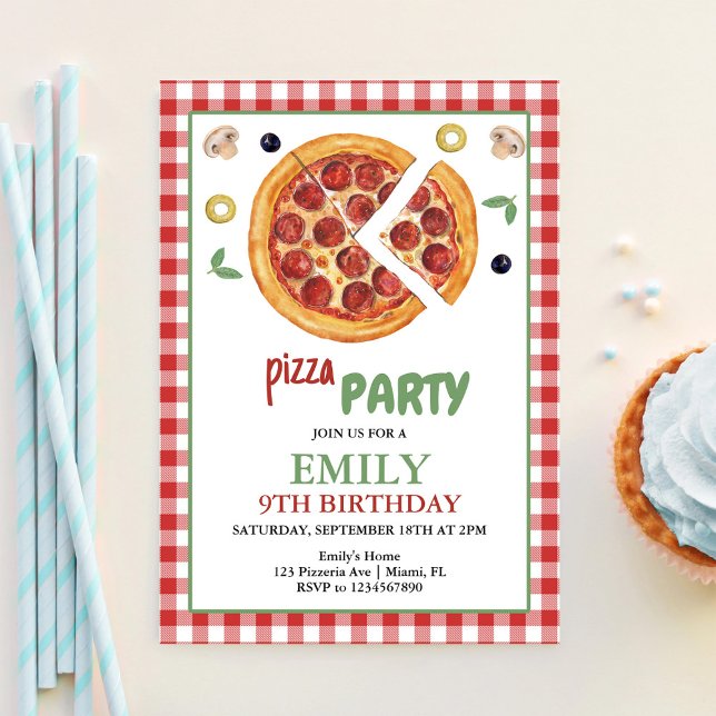 Convites Festa de Pizza, Fatia de Diversão de Aniversário (Criador carregado)