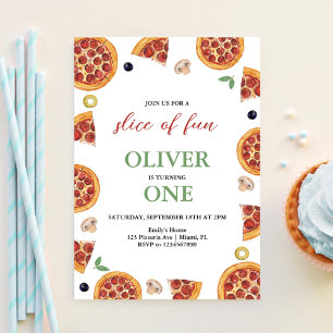 Convites Festa de Pizza, Fatia de Diversão UM Aniversário d