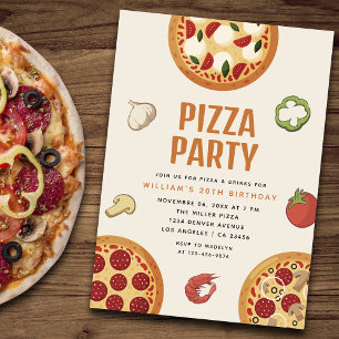 Convites Festa de Pizza Moderna e Italiana para Qualquer Oc