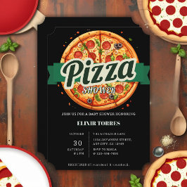 Convites Festa de Pizza Moderna para Chá de Bebê