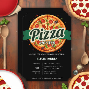 Convites Festa de Pizza Moderna para Chá de Bebê