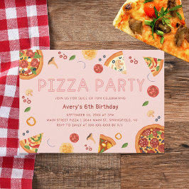 Convites Festa de Pizza Moderna Todo Ano Aniversário