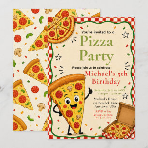 Convites Festa de Pizza para Crianças Celebração de 5º Aniv
