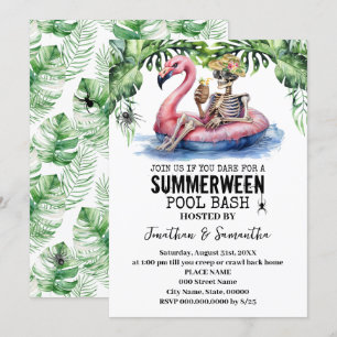 Convites Festa de Pool Esqueleto Tropical do Summerween