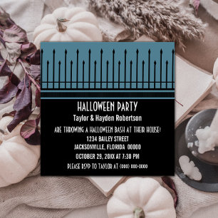 Convites Festa de Portas de Halloween Spooky, Azul